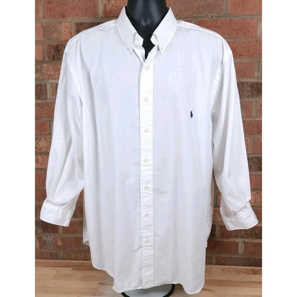 Polo by Ralph Lauren White Button-Down Dress Shirt with Blue Pony
